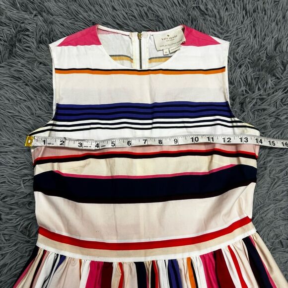 Kate Spade Striped Multicolor Sleeveless Dress Fit n Flare Size 00 - Picture 9 of 11